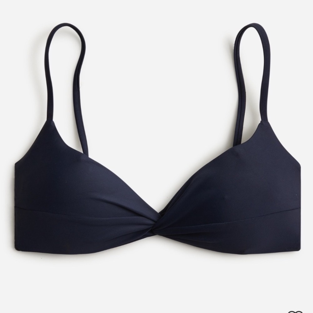 J. Crew Factory Navy Twist Bikini Top with Slim Straps